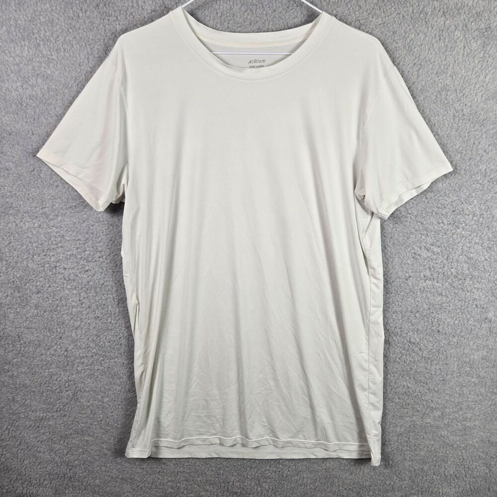 Uniqlo AIRism Crewneck T-Shirt Men's Size XL White Short Sleeve Undershirt Top
